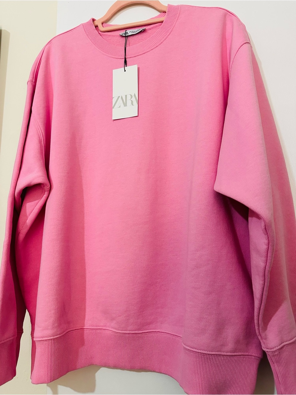 Zara Bubblegum Pink Ribbed Cuff Sweatshirt